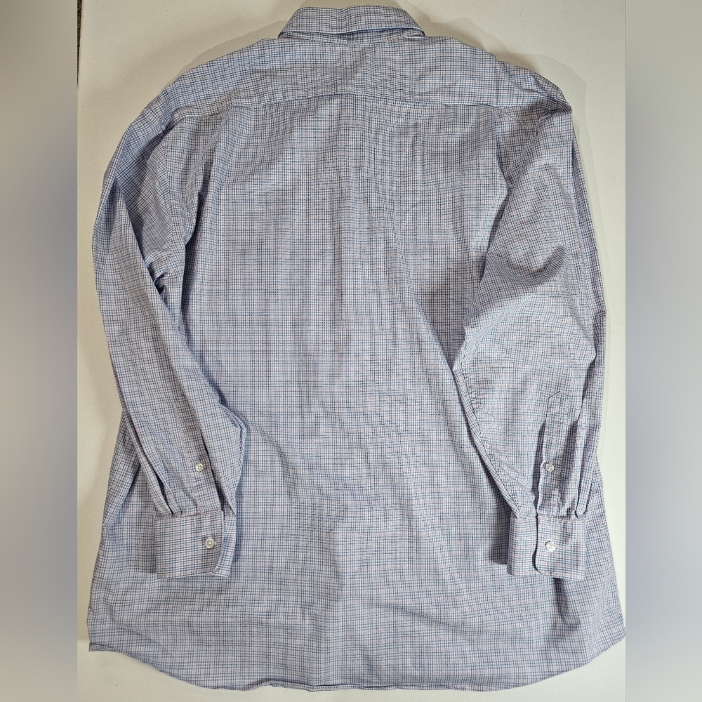 Tommy Hilfiger Dress Shirt Mens XL Pink Blue Regular Fit Stretch Office Career - Picture 4 of 7
